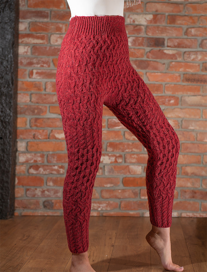 Wool Cashmere Aran Cable Leggings - Brambleberry 