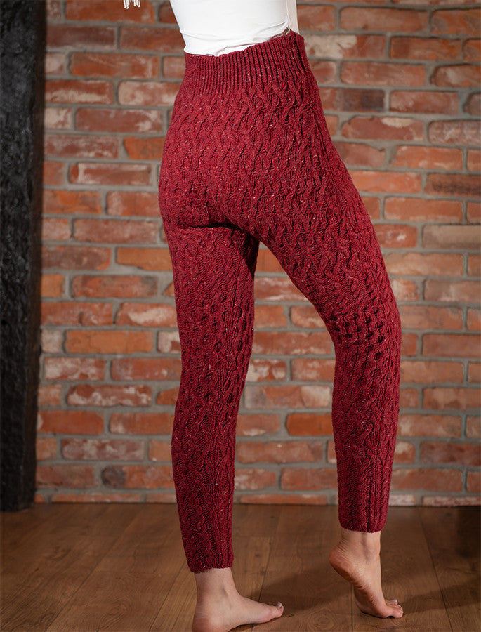 Wool Cashmere Aran Cable Leggings - Brambleberry 