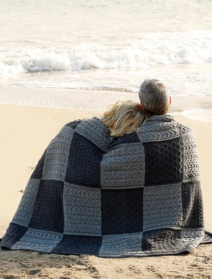 Two-Tone Aran Patchwork Throw - Derby/Grey 