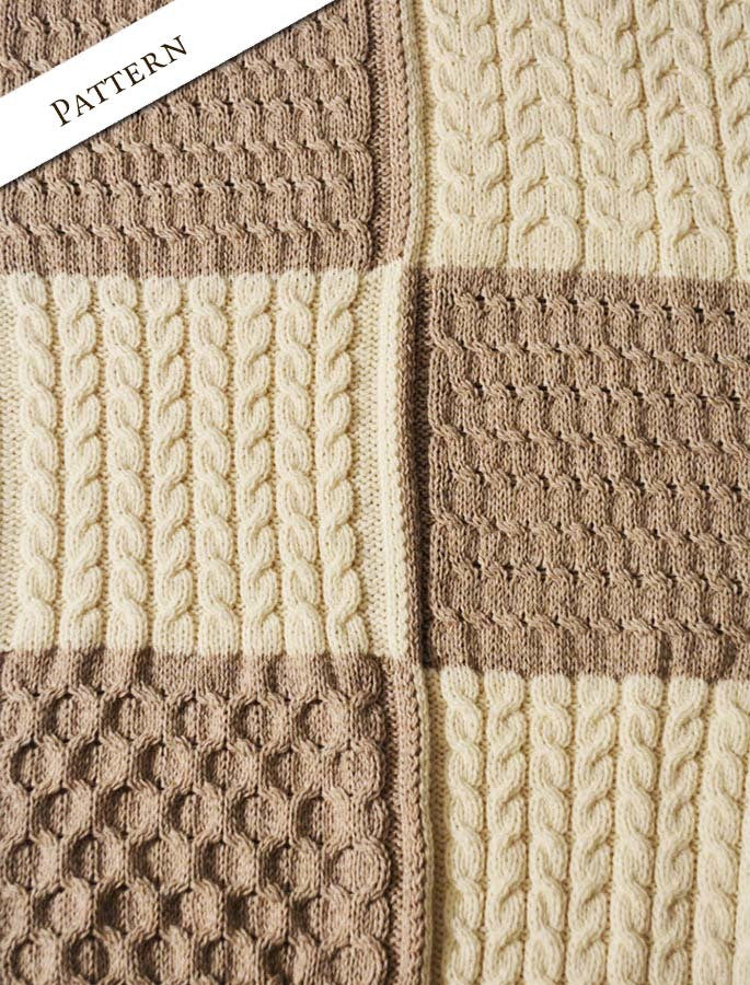 Two-Tone Aran Patchwork Throw - Detail