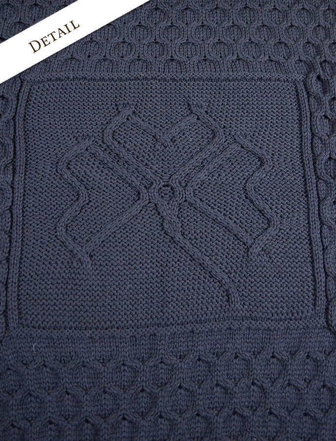 Medium Merino Shamrock Throw - navy pattern 