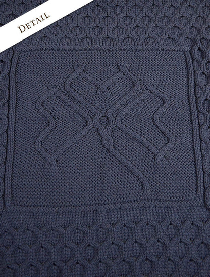 Medium Merino Shamrock Throw - navy pattern 