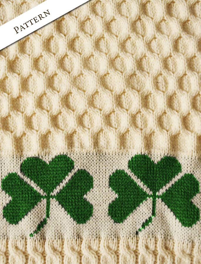 Merino Sheep &amp; Shamrock Baby Throw-detail - Pattern