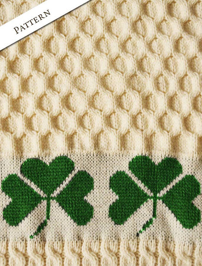 Merino Sheep &amp; Shamrock Baby Throw-detail - Pattern