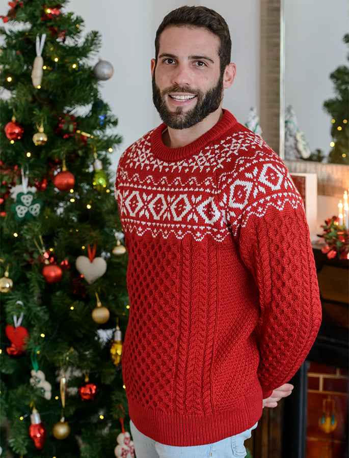 Aran Crew Neck Christmas Sweater – Weavers of Ireland