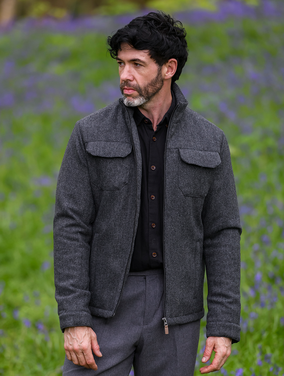 Skellig Wool Tweed Walking Jacket - Charcoal 
