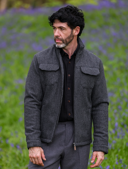 Skellig Wool Tweed Walking Jacket - Charcoal 