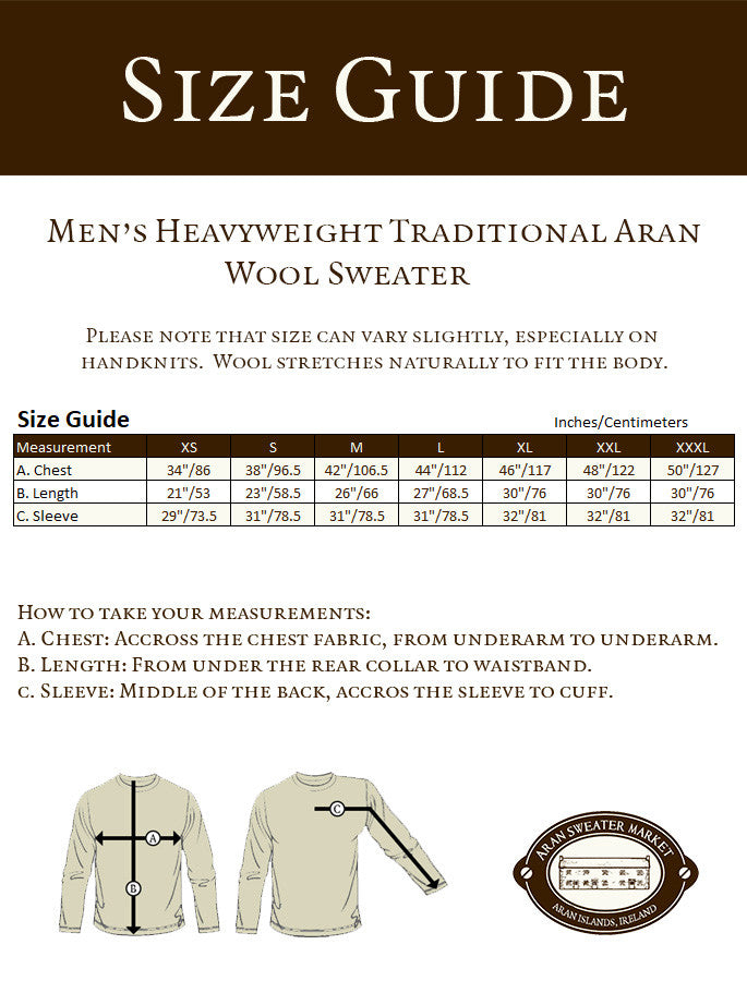 Mens Aran Crew Neck Sweater