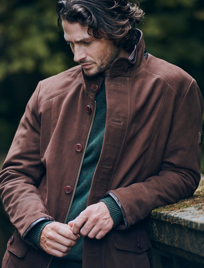 Moore Classic Leather Jacket - Walnut 
