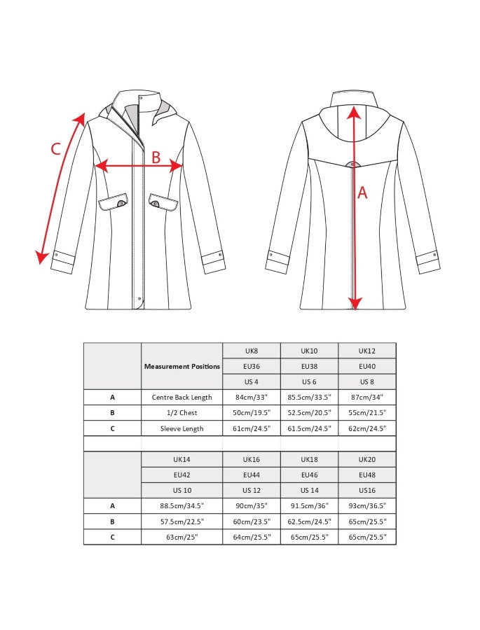 Abbie Tweed Coat - Navy Herringbone Size Guide 