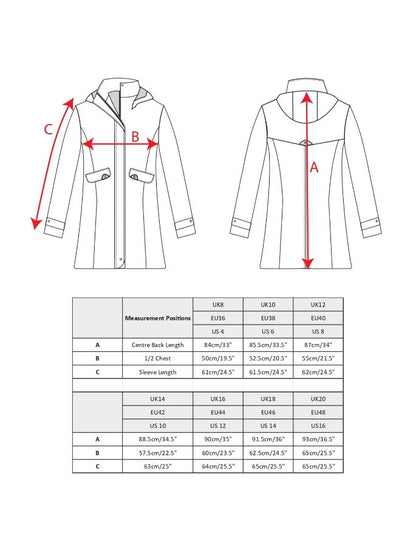 Abbie Tweed Coat - Navy Herringbone Size Guide 