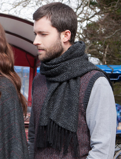 Alpaca Scarf - Grey Herringbone 