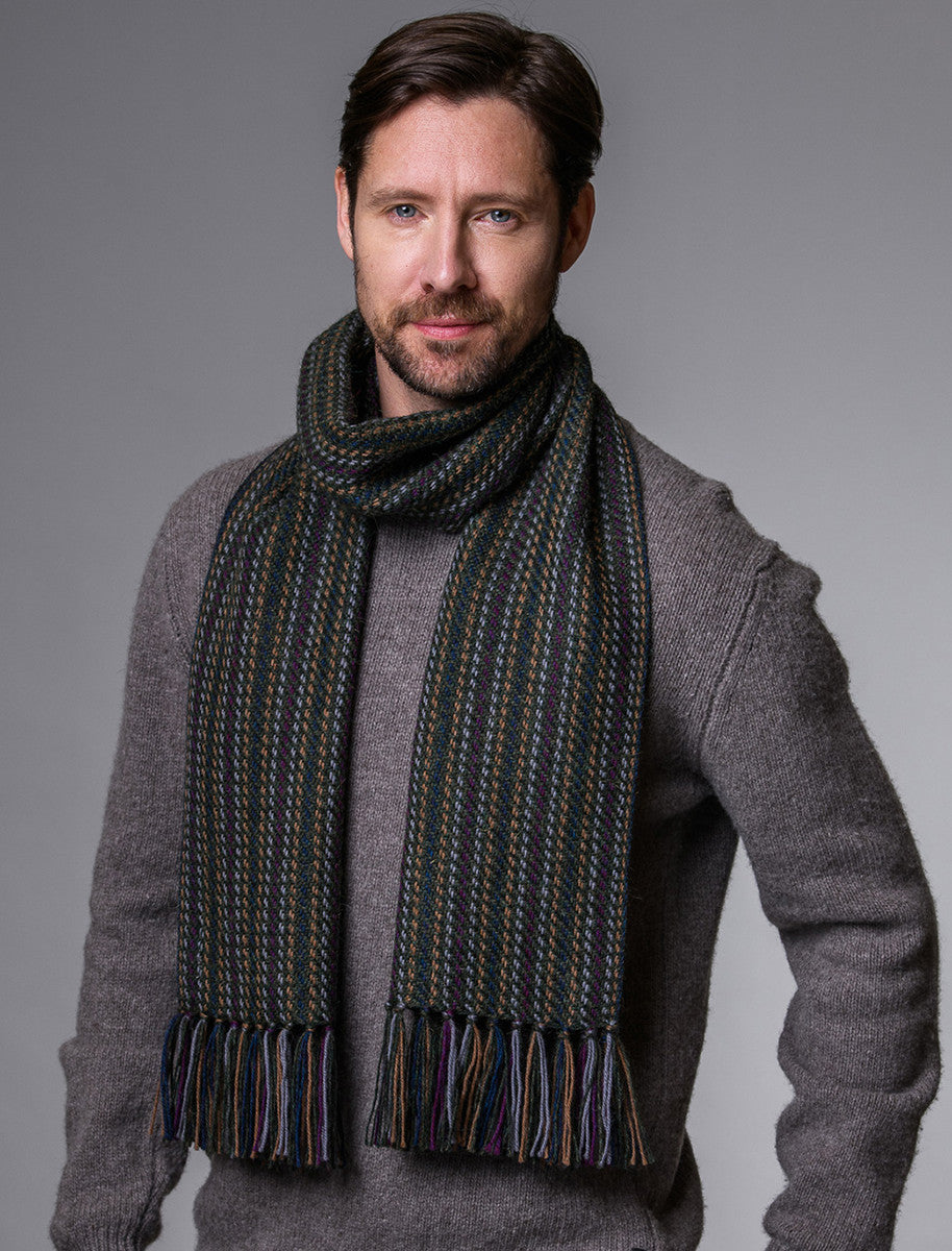 Alpaca Scarf - Charcoal Mustard &amp; Lilac
