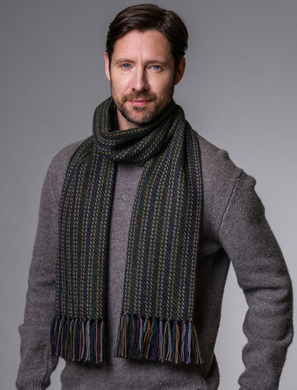 Alpaca Scarf - Charcoal Mustard &amp; Lilac