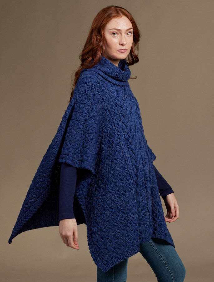 Super Soft Cowl Neck Poncho - Ink 