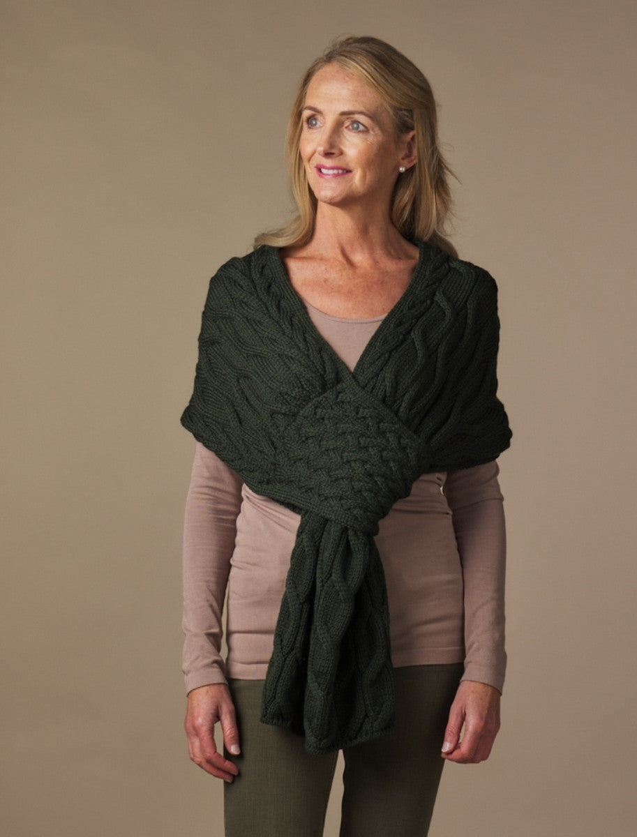 Super Soft Cabled Shawl - Meadow Green 