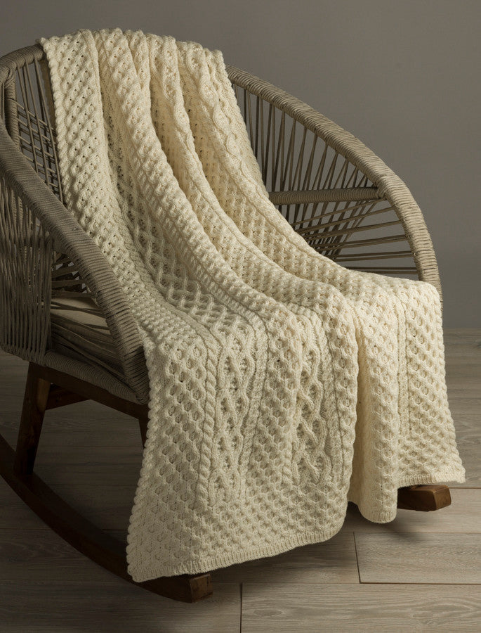 Merino Aran Throw - Natural White 