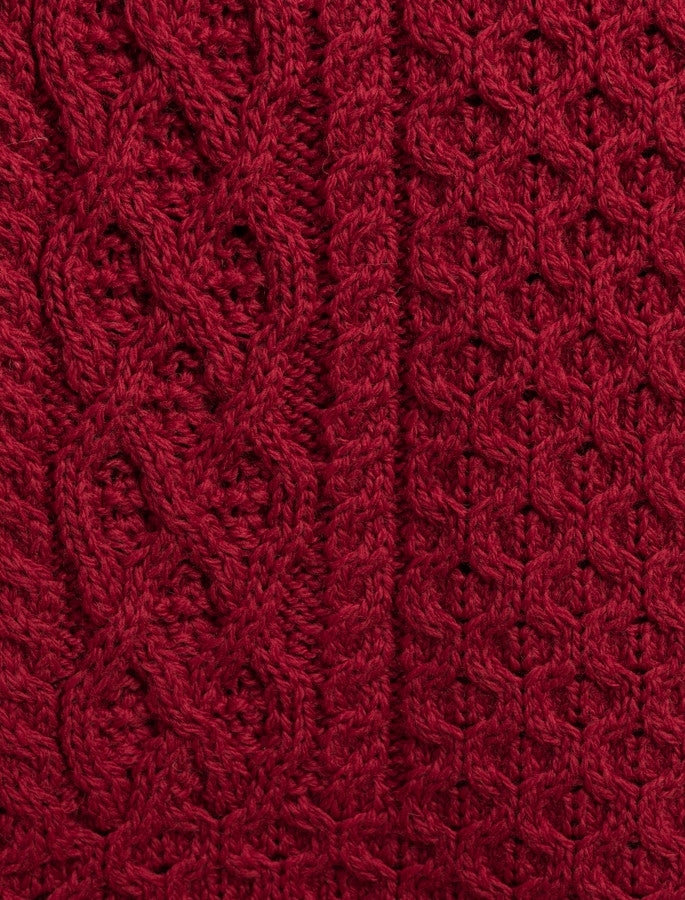 Merino Aran Throw - Red 