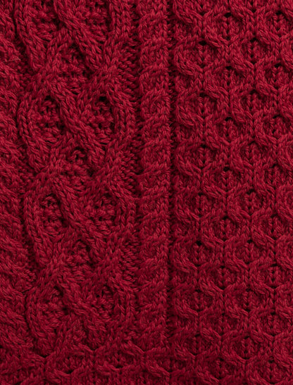 Merino Aran Throw - Red 