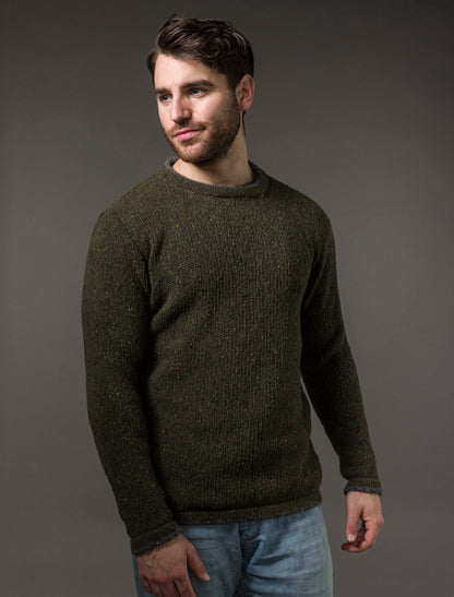Wool Cashmere Crew Neck Sweater - Loden 
