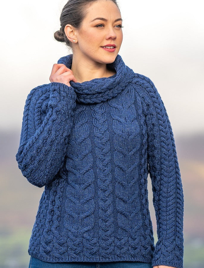 Super Soft Cowl Neck Aran - Ink