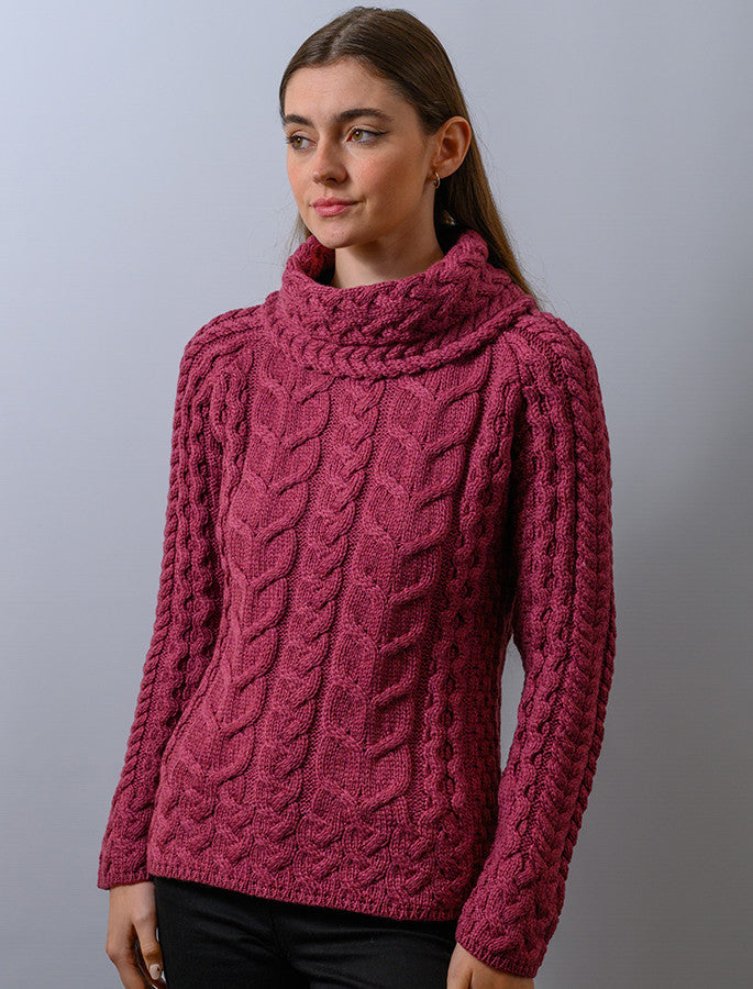 Super Soft Cowl Neck Aran - Jam