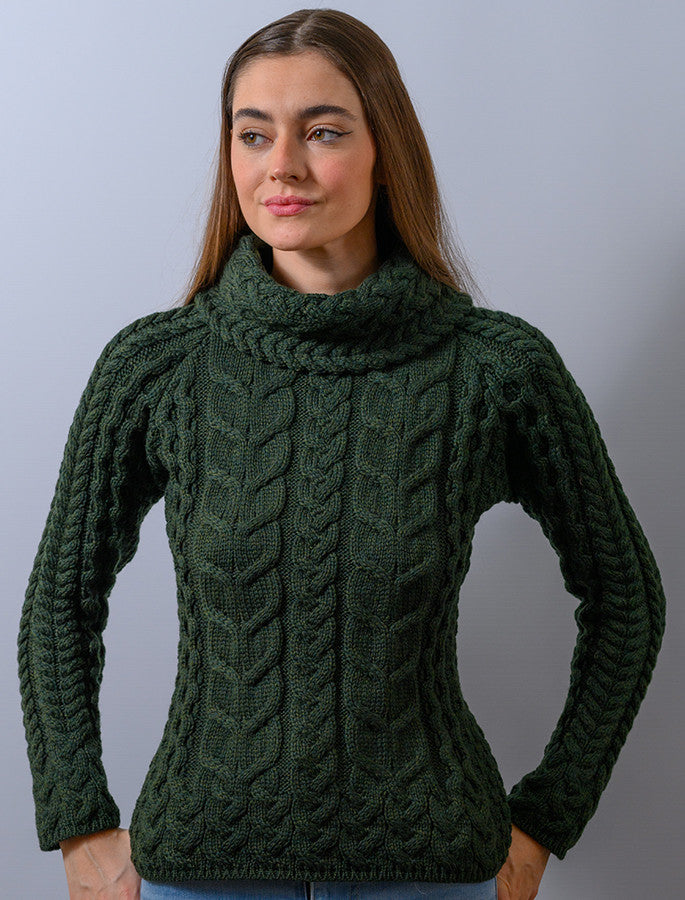 Super Soft Cowl Neck Aran - Seaweed