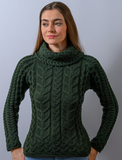 Super Soft Cowl Neck Aran - Seaweed