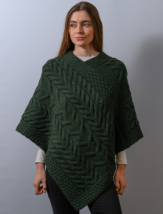 Super Soft Cable Stitch Poncho - Seaweed 