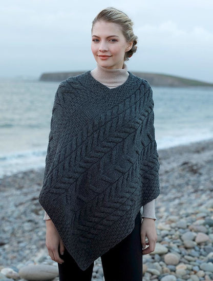 Super Soft Cable Stitch Poncho - Ink 