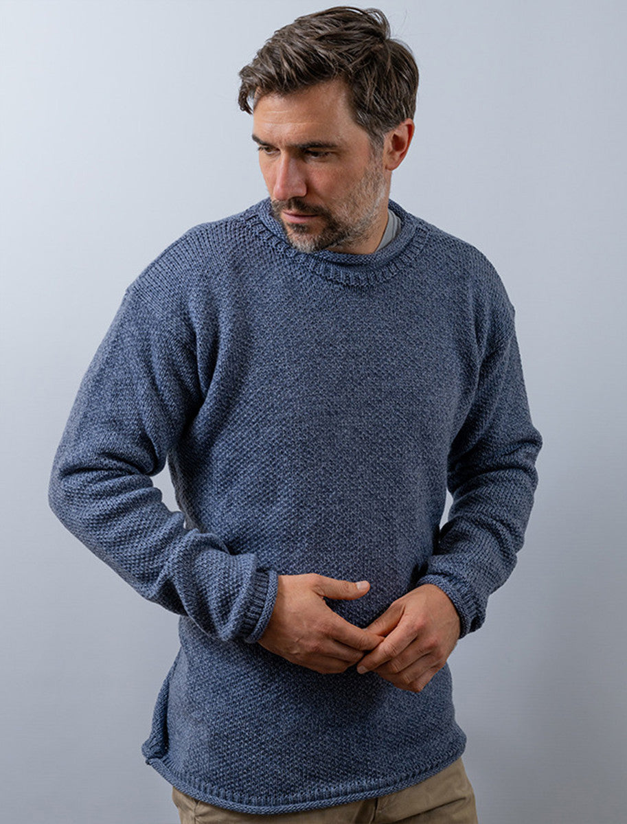 Merino Roll Neck Sweater - Denim 