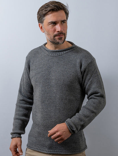 Merino Roll Neck Sweater - Grey 
