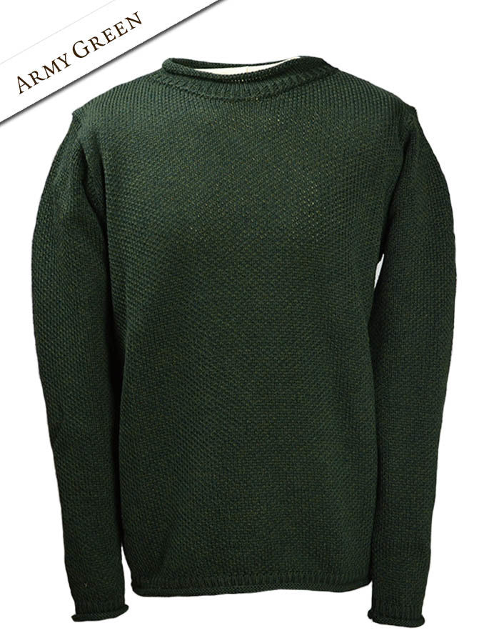 Merino Roll Neck Sweater - Army Green 
