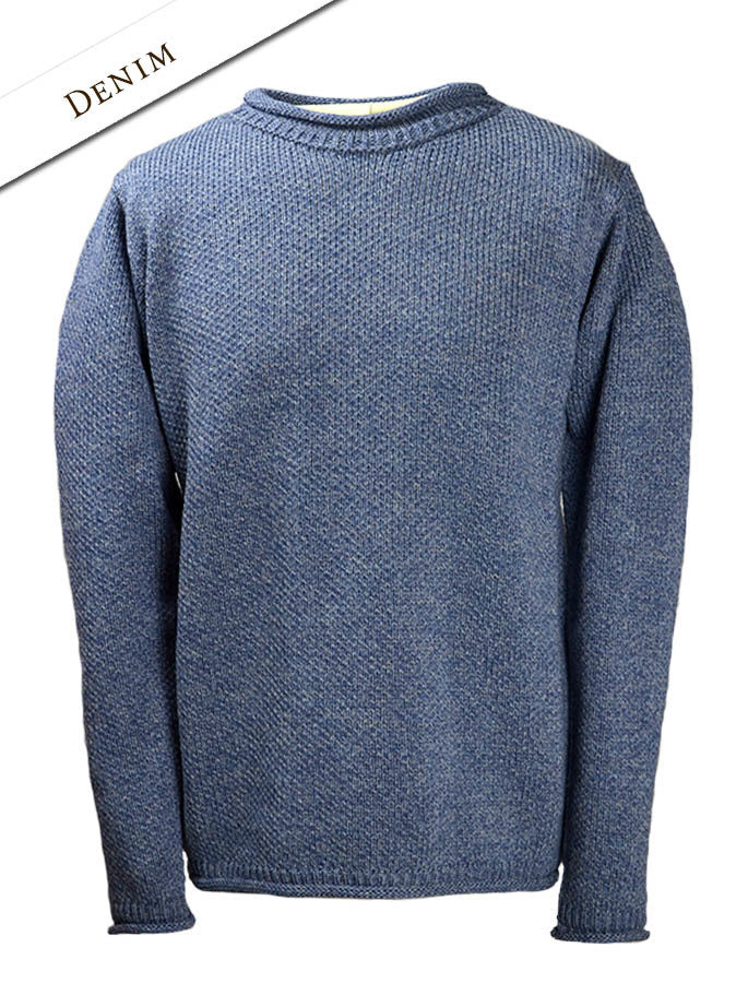 Merino Roll Neck Sweater - Denim 