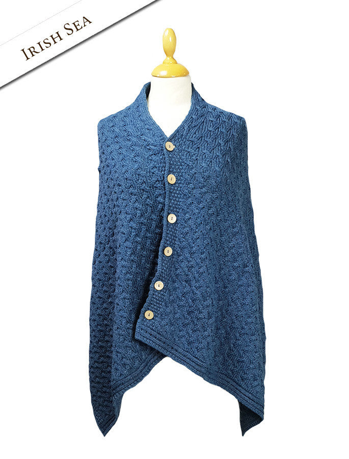 Super Soft Trellis Poncho -  Irish Sea 
