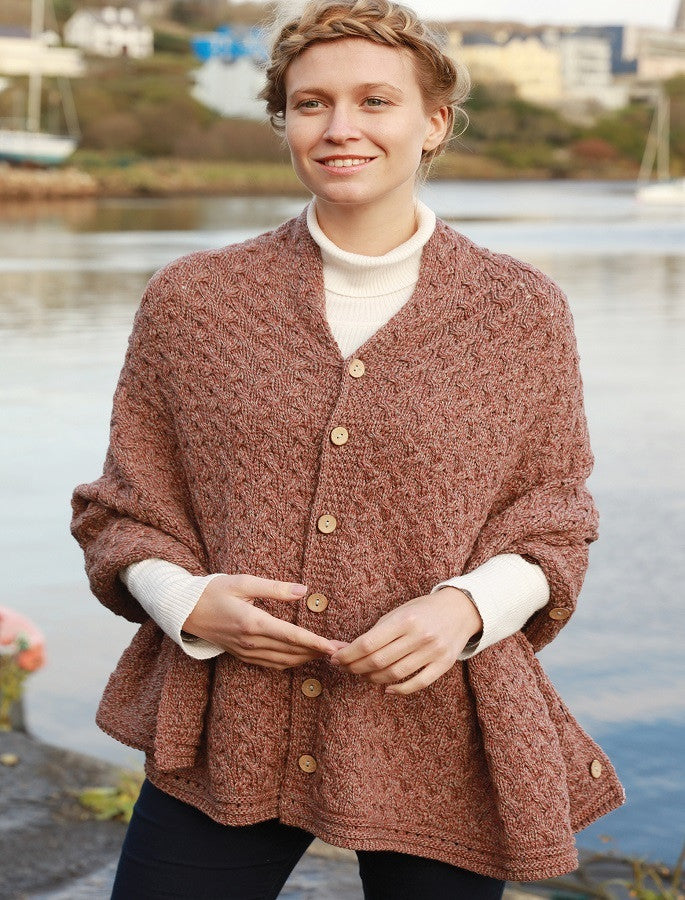 Super Soft Trellis Poncho -  Copper Brown 