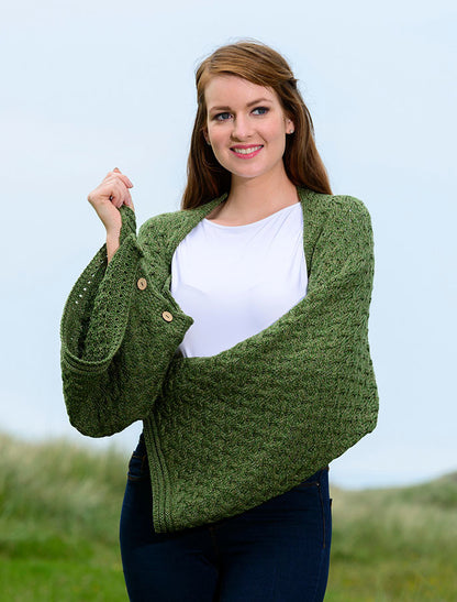 Super Soft Trellis Poncho -  Meadow Green 