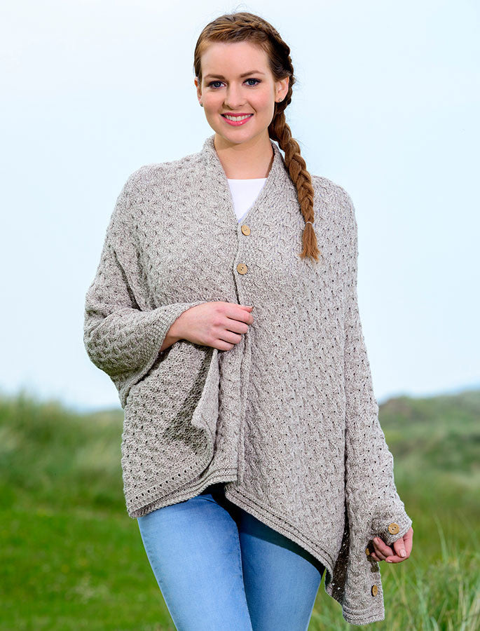 Super Soft Trellis Poncho -  Toasted Oat 