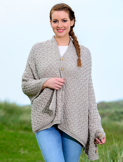 Super Soft Trellis Poncho -  Toasted Oat 