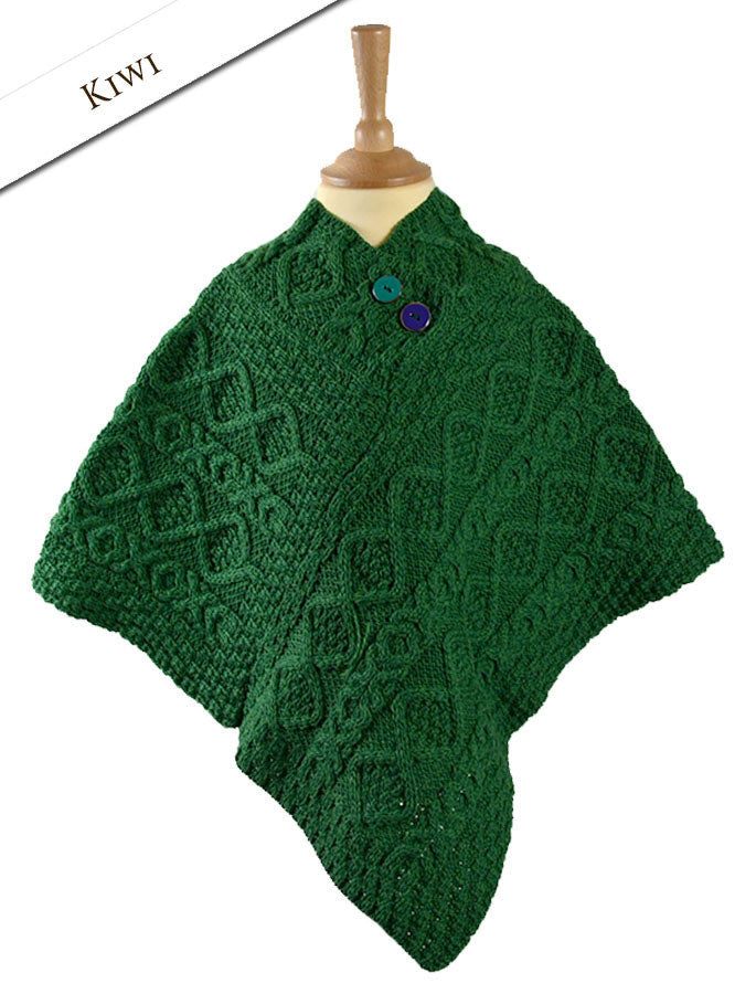 Kids Aran Poncho-kiwi
