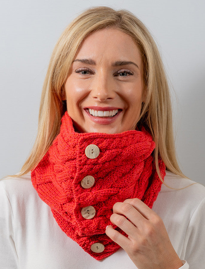 Ladies Aran Merino Buff - Coral 