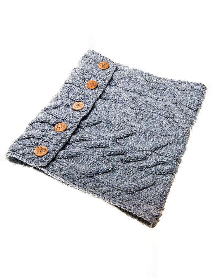 Ladies Aran Merino Buff - Ocean Grey