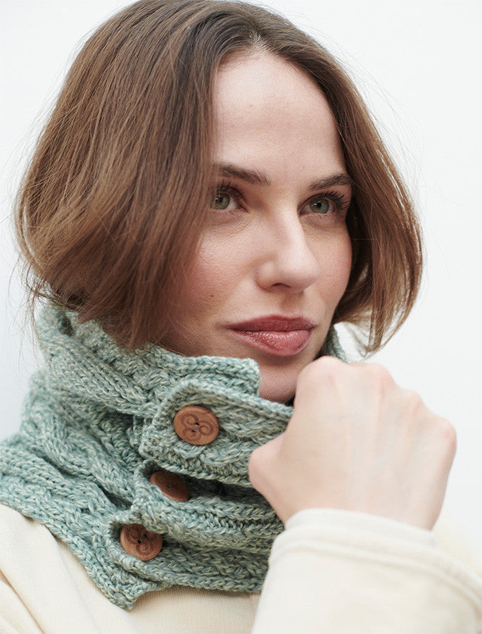Ladies Aran Merino Buff - Seaweed Green 