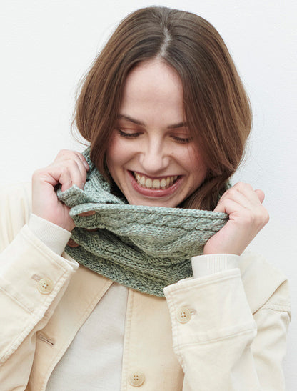 Ladies Aran Merino Buff - Seafoam Green 
