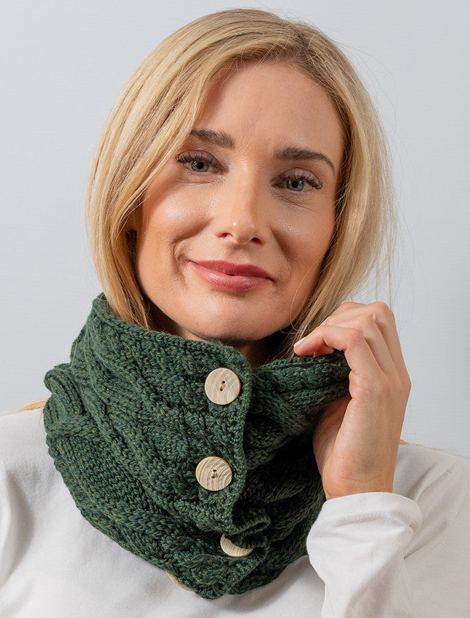 Ladies Aran Merino Buff - Seaweed Green 
