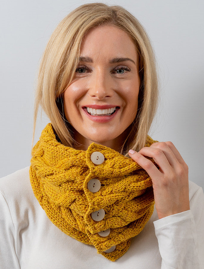 Ladies Aran Merino Buff - Yellow 