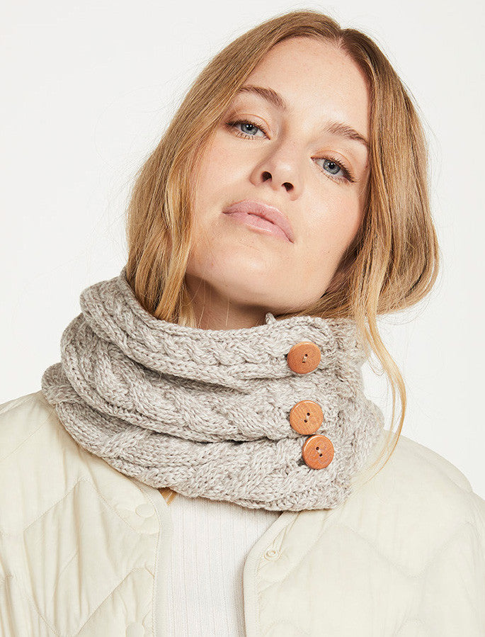 Ladies Aran Merino Buff - Toasted Oat 