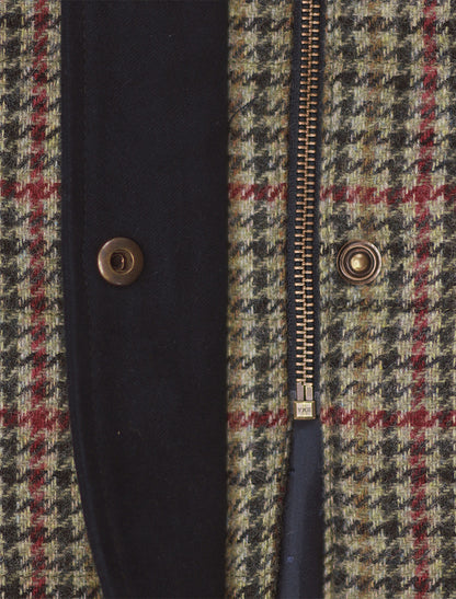 Aideen Tweed Gilet – Hacking Check Button Detail 