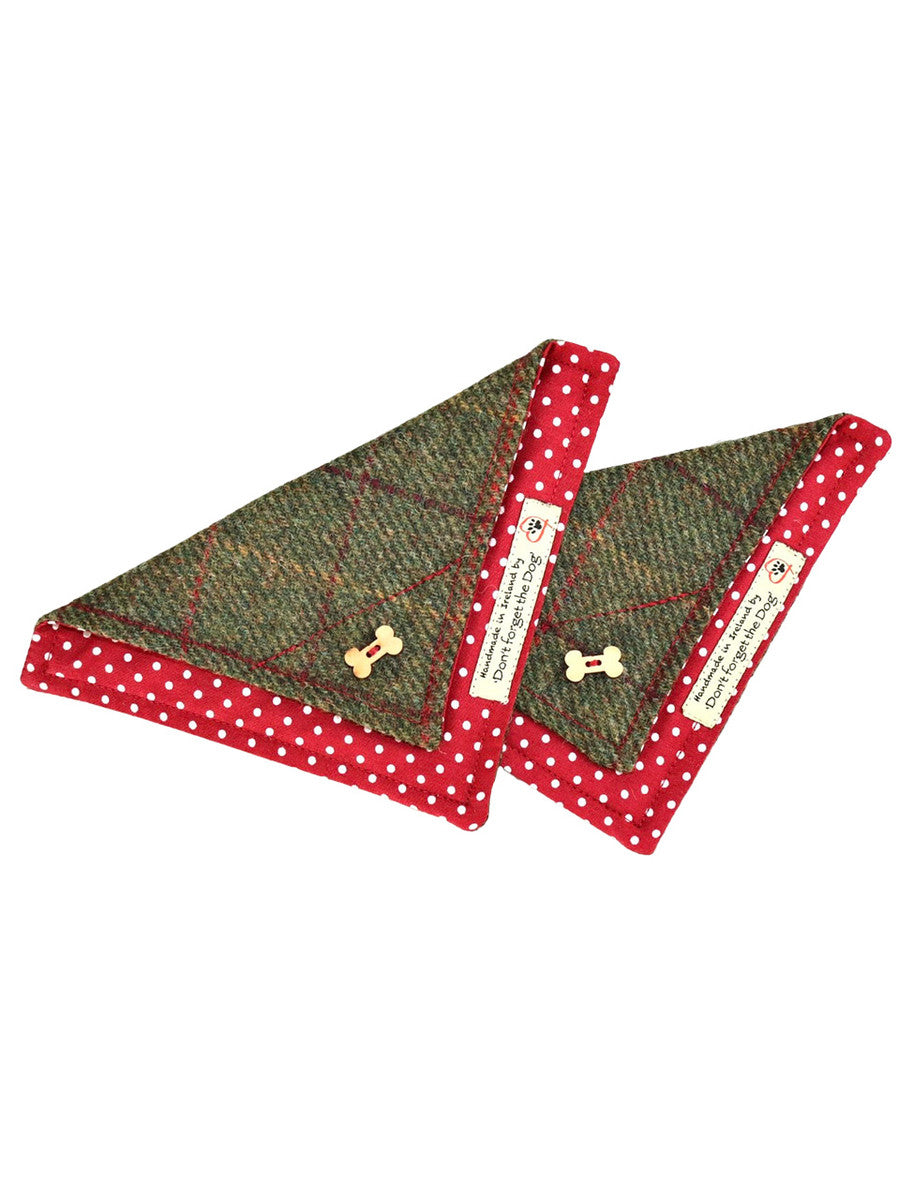 Tweed Doggy Neckerchief Bandana - Green Windowpane