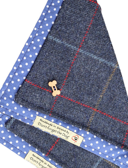 Tweed Doggy Neckerchief Bandana - Navy Blue